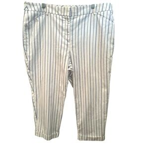 Chico’s So Slimming Crops-Blue & White Striped-Sz 3X Preppy Nautical